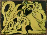 L'Oreille interne by Pierre Alechinsky, 1978, acrylic on paper laid down on canvas, sold Nov 2019