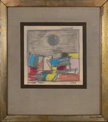 Landscape by Giuseppe Napoli, 1967, graphite and colored pencil on paper, sold Nov 2019