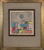 Landscape by Giuseppe Napoli, 1967, graphite and colored pencil on paper, sold Nov 2019