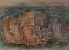 Two Figures by George Constant, watercolor, sold Oct 2019