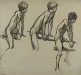 Three Studies of a nude boy on bar by Ludwig von Hofmann, 1907, graphite on paper, sold Oct 2019
