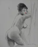 Untitled (Nude, Black and White III) by Pál Fried, oil on canvas, sold Oct 2019
