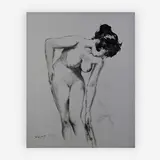 Untitled (Nude, Black and White I) by Pál Fried, oil on canvas, sold Oct 2019