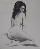 Untitled (Nude, Black and White V) by Pál Fried, oil on canvas, sold Oct 2019