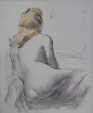 Untitled (Nude, Black and White IV) by Pál Fried, oil on canvas, sold Oct 2019