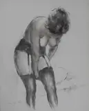 Untitled (Nude, Black and White VI) by Pál Fried, oil on canvas, sold Oct 2019