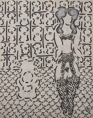 Standing Woman by William Copley, 1965, gouache on paper, sold Oct 2019