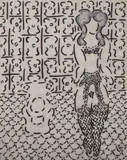 Standing Woman by William Copley, 1965, gouache on paper, sold Oct 2019