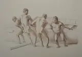 Hombres con Barca II by Francisco Zúñiga, 1984, lithograph, sold Oct 2019