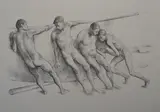 Hombres con Barca I by Francisco Zúñiga, 1984, lithograph, sold Oct 2019