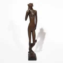 Standing Nude with Flowers by Baruch Saktsier, bronze, sold Oct 2019