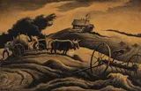 New England Farm by Thomas Hart Benton, 1951, lithograph, sold Dec 2019