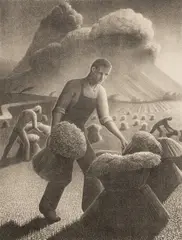Approaching Storm by Grant Wood, 1940, lithograph, sold Dec 2019