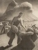 Approaching Storm by Grant Wood, 1940, lithograph, sold Dec 2019