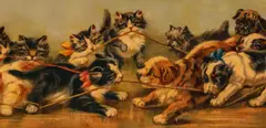 The Tug of War by Ben Austrian, 1907, lithograph in colors, sold Dec 2019