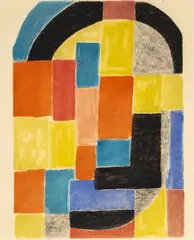 Composition by Sonia Delaunay, etching with aquatint in colors on wove paper, sold Dec 2019