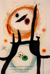La Femme Angora by Joan Miró, 1969, etching and aquatint in colors, sold Dec 2019