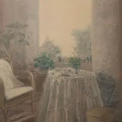 Light filled interior by Piet Bekaert, 1982, oil on canvas, sold Feb 2020