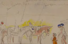 Donkeys by Kees van Dongen, graphite and watercolor on paper, sold Feb 2020