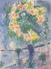 Couple et Poisson, from Nice and the Côte d'Azur by Marc Chagall, 1967, lithograph in colors, sold Feb 2020