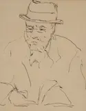 Portrait of James Ensor by Sam Salz, 1930, ink on paper, sold Feb 2020