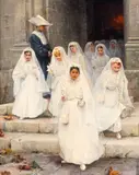 Untitled (First communion) by László Pataky, 1892, oil on canvas, sold Feb 2020