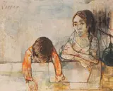 Mother and Child by Jean Jansem, oil on canvas, sold Feb 2020