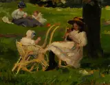 Morning in Kensington Garden by Jules Bastien-Lepage, oil on board, sold Feb 2020