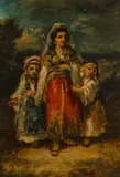 Mother and children by Narcisse Virgilio Díaz, oil on board, sold Feb 2020