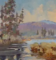 Marsh Study by George Browne, oil on canvas mounted to board, sold Feb 2020