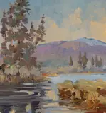 Marsh Study by George Browne, oil on canvas mounted to board, sold Feb 2020