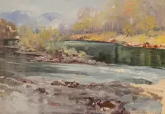 Miami River, Ohio by George Browne, oil on board, sold Feb 2020