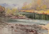 Miami River, Ohio by George Browne, oil on board, sold Feb 2020