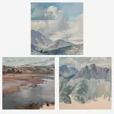 3 Rocky Mountain studies by George Browne, oil on canvas mounted to board, sold Feb 2020