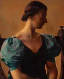 Dutch Woman of Haarlem by Clara Klinghoffer, oil on canvas, sold Feb 2020
