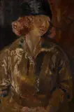 Untitled (Woman in a hat) by Clara Klinghoffer, oil on canvas, sold Feb 2020
