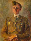 Portrait of Annie de Hoogh, Dutch woman soldier by Clara Klinghoffer, oil on canvas, sold Feb 2020