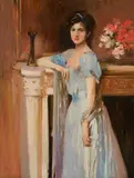 Before the Theater by An He, oil on canvas, sold Feb 2020