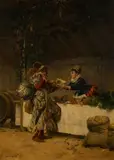 The vegetable seller by Alexander Louis Leloir, 1874, oil on board, sold Feb 2020
