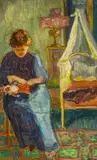 Woman with Doll by Jean Misceslas Peské, oil on board, sold Feb 2020