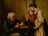 Doctors Visit by Karl Herman Schellbach, 1917, oil on board, sold Feb 2020