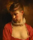 Portrait of a woman by Gustave Jean Jacquet, oil on board, sold Feb 2020