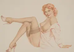 Silk Stockings by Alberto Vargas, lithograph in colors, sold Feb 2020