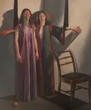 Two Women by John Hegarty, oil on canvas, sold Feb 2020