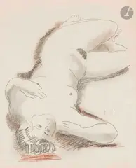 Nu alangui by Antoniucci Volti, Crayon noir et sanguine, sold Apr 2026