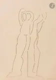Dos à dos by André Beaudin, 1973, Crayon noir, sold Apr 2026