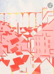 Arcueil by Jacques Lagrange, 1957, Gouache et mine de plomb, sold Apr 2026
