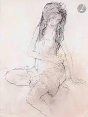 Solange by Jean Jansem, 1993, Encre, crayon gras et aquarelle, sold Apr 2026