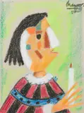 Arlequin by Roland Chanco, 2004, Crayon gras, sold Apr 2026