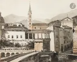 Vue animée du ponte Nuevo à Vérone by François Marius Granet, Lavis brun et gris sur traits de crayon noir, sold Mar 2026